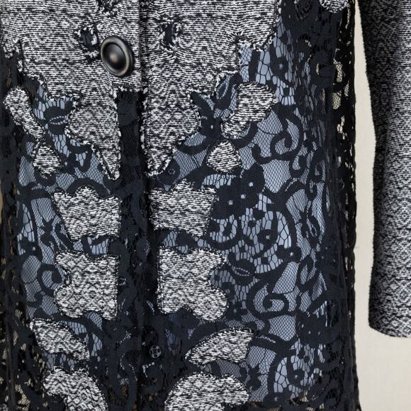 Nic-Zoe Gray Black Lace Button Long Blazer size M - Picture 10 of 10
